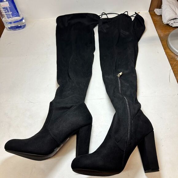 Journee Collection Womens 8 WC Black Maya Thigh High Zip Up Boots NIB IG8 - Picture 4 of 7